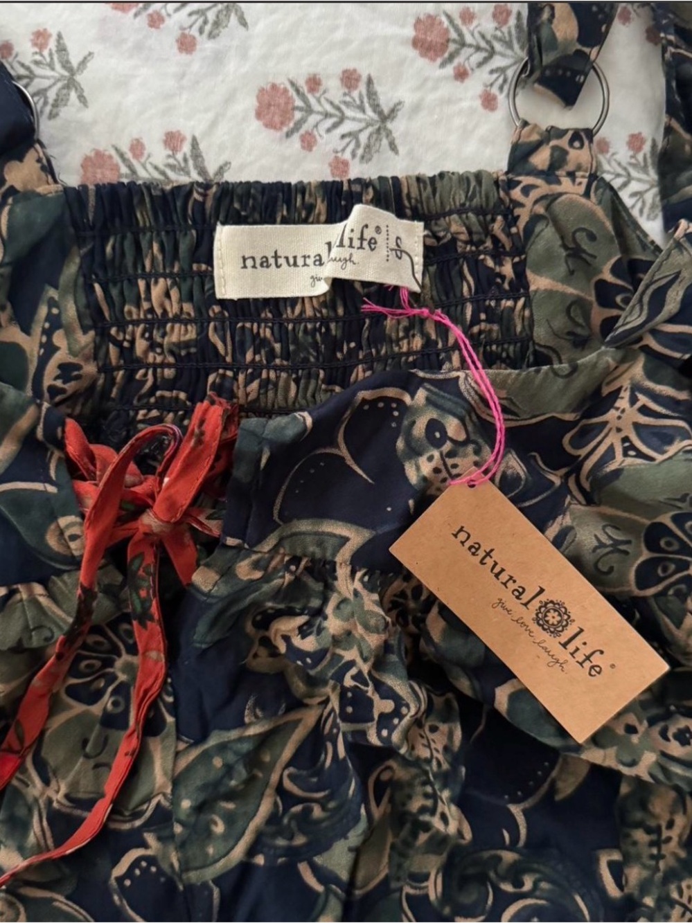 NATURAL LIFE Navy & Olive Floral Tank NWT
